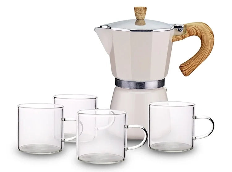 Cafetera Italiana + 4 tazas